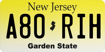 NJ license plate A80RIH