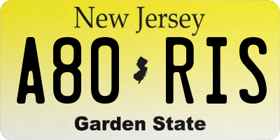 NJ license plate A80RIS