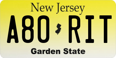 NJ license plate A80RIT