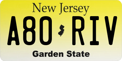 NJ license plate A80RIV
