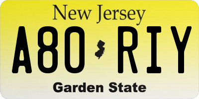 NJ license plate A80RIY