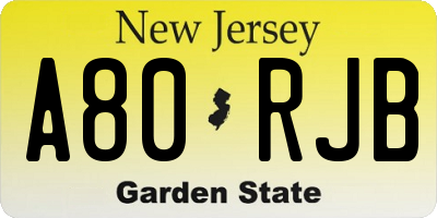 NJ license plate A80RJB