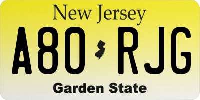 NJ license plate A80RJG