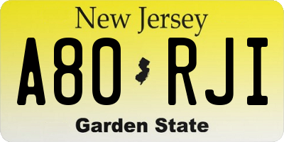 NJ license plate A80RJI