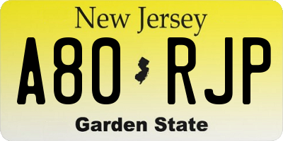 NJ license plate A80RJP