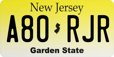 NJ license plate A80RJR