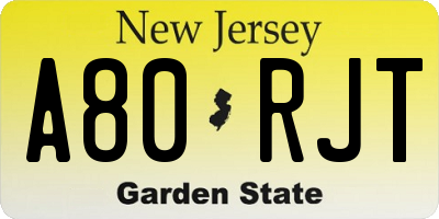NJ license plate A80RJT