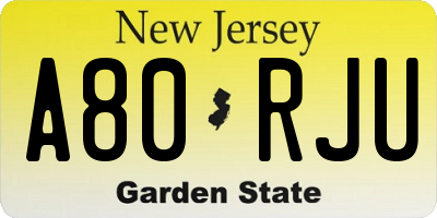 NJ license plate A80RJU