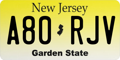 NJ license plate A80RJV