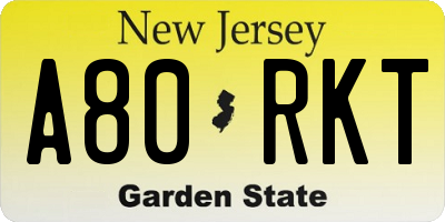 NJ license plate A80RKT