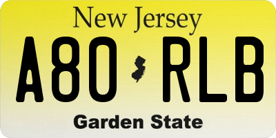 NJ license plate A80RLB