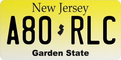 NJ license plate A80RLC