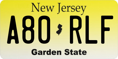 NJ license plate A80RLF