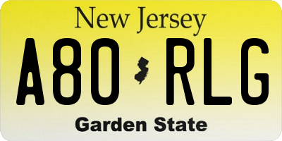 NJ license plate A80RLG