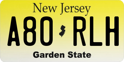 NJ license plate A80RLH