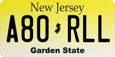 NJ license plate A80RLL