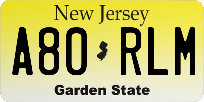 NJ license plate A80RLM