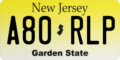 NJ license plate A80RLP