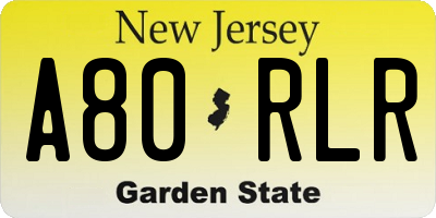 NJ license plate A80RLR