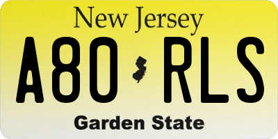 NJ license plate A80RLS