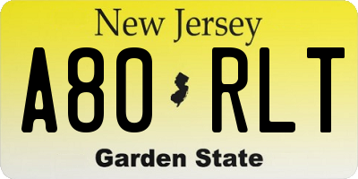 NJ license plate A80RLT