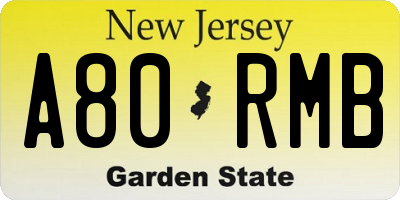 NJ license plate A80RMB