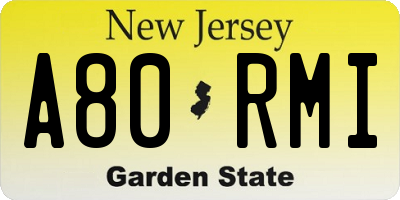 NJ license plate A80RMI
