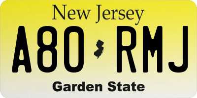 NJ license plate A80RMJ