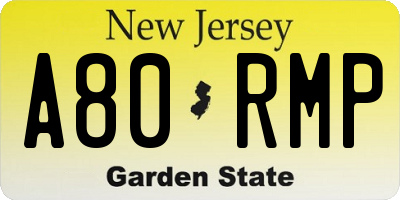 NJ license plate A80RMP