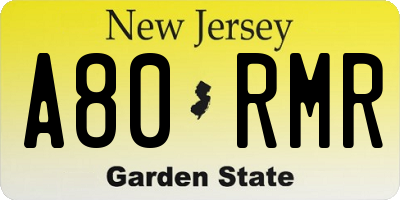 NJ license plate A80RMR