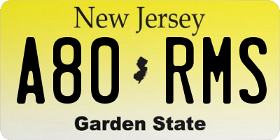 NJ license plate A80RMS