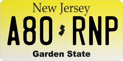 NJ license plate A80RNP