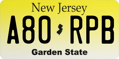 NJ license plate A80RPB