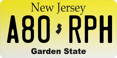 NJ license plate A80RPH