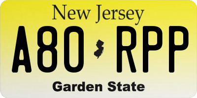 NJ license plate A80RPP