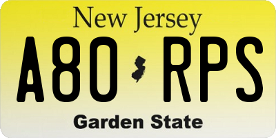 NJ license plate A80RPS