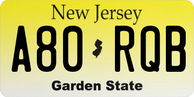 NJ license plate A80RQB