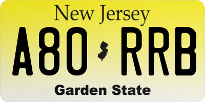 NJ license plate A80RRB