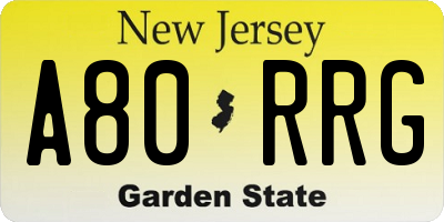 NJ license plate A80RRG
