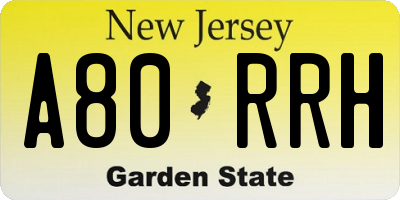 NJ license plate A80RRH