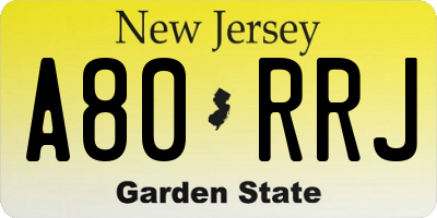 NJ license plate A80RRJ