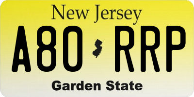 NJ license plate A80RRP