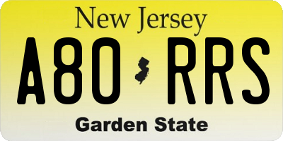 NJ license plate A80RRS