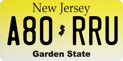 NJ license plate A80RRU