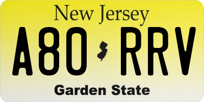 NJ license plate A80RRV
