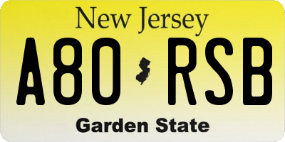 NJ license plate A80RSB