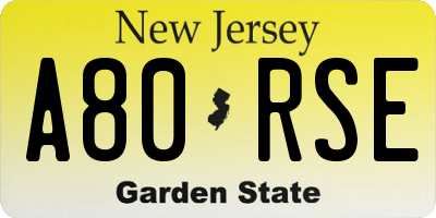 NJ license plate A80RSE