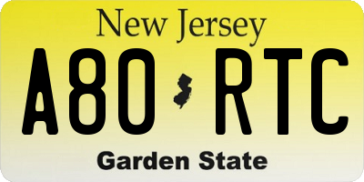 NJ license plate A80RTC