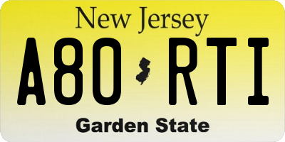 NJ license plate A80RTI