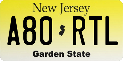 NJ license plate A80RTL